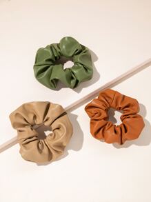 3入組PU皮革大腸髮圈 - 彩色 - 查看 1