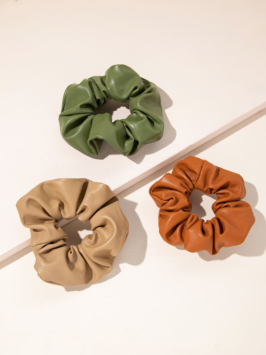 3入組PU皮革大腸髮圈 - 彩色 - 查看 1