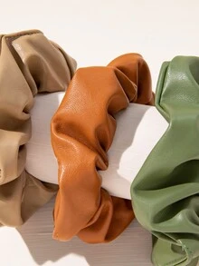 3入組PU皮革大腸髮圈 - 彩色 - 查看 2