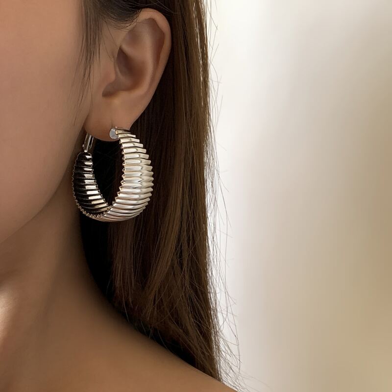 

Textured Hoop Earrings, Silver
