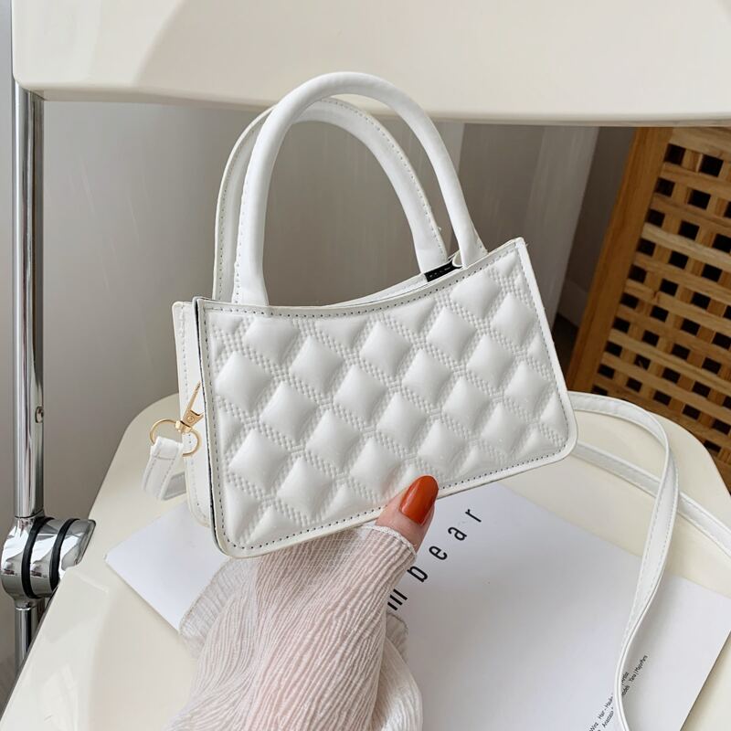 

Quilted Satchel Bag, White