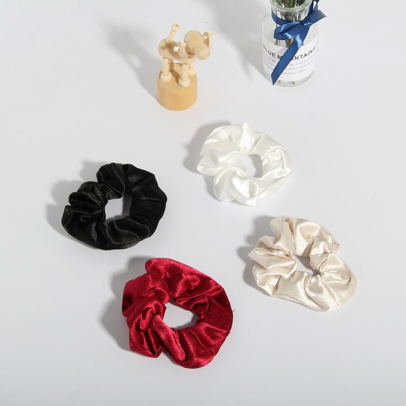 

4pcs Solid Scrunchie, Multicolor