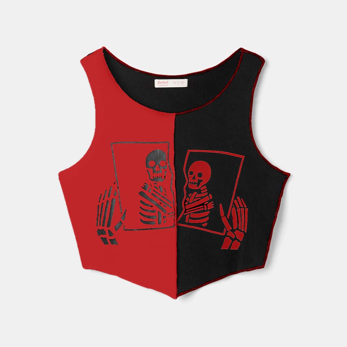 

Two Tone Skeleton Graphic Tank Top, Multicolor
