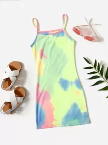 SHEIN 小女童紮染吊帶洋裝