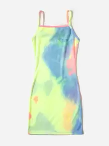 SHEIN 小女童紮染吊帶洋裝