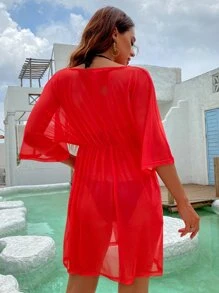 Floral Print Mesh Cover Up Summer