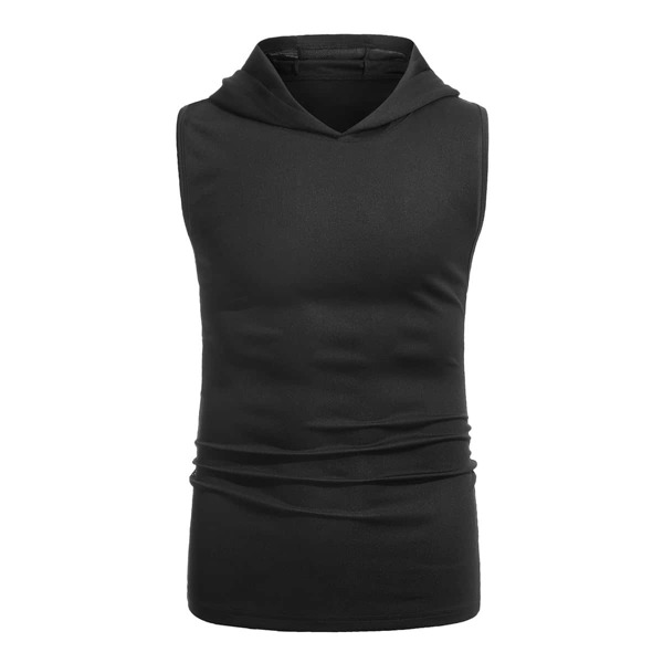 

Men Letter Graphic Hooded Sports Tank Top, Black