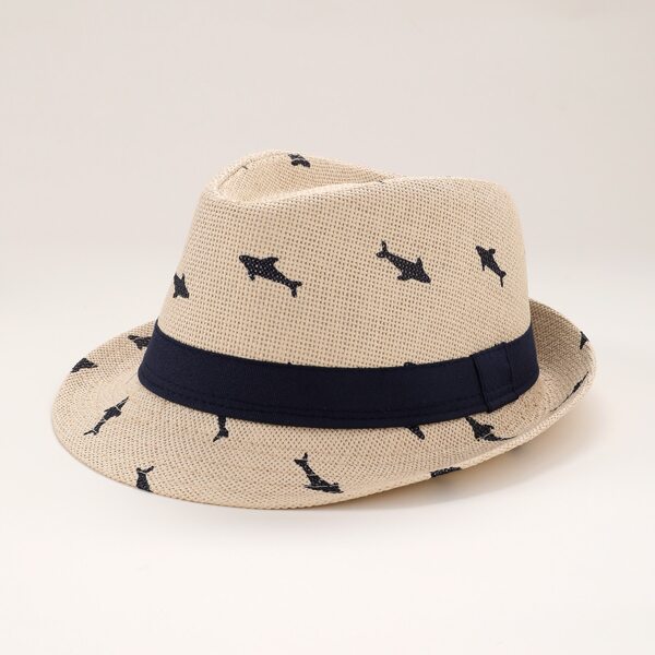 

Toddler Boys Animal Print Hat, Beige