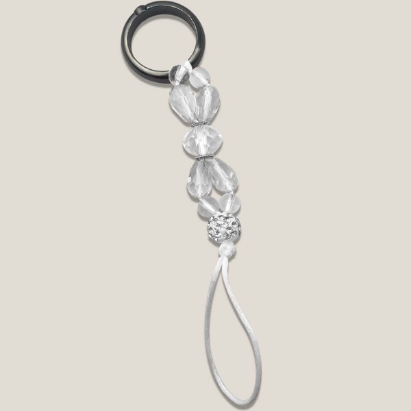 

Rhinestone Decor Phone Lanyard With Ring, White