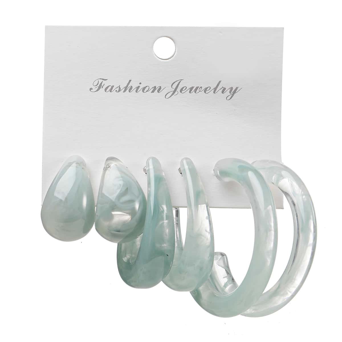

3pairs Resin Hoop Earrings, Blue