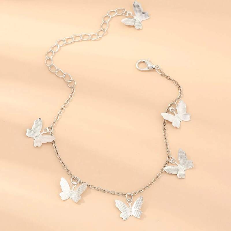 

Butterfly Charm Chain Bracelet, Silver