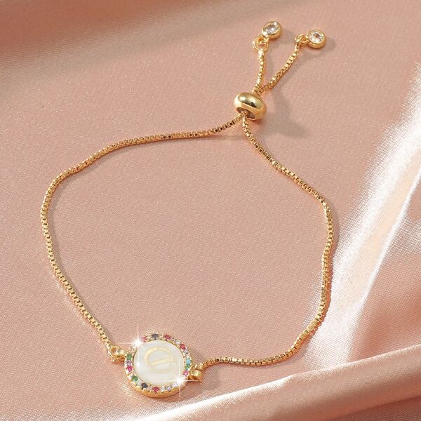 

18K Gold Plated Zircon Round Decor Bracelet