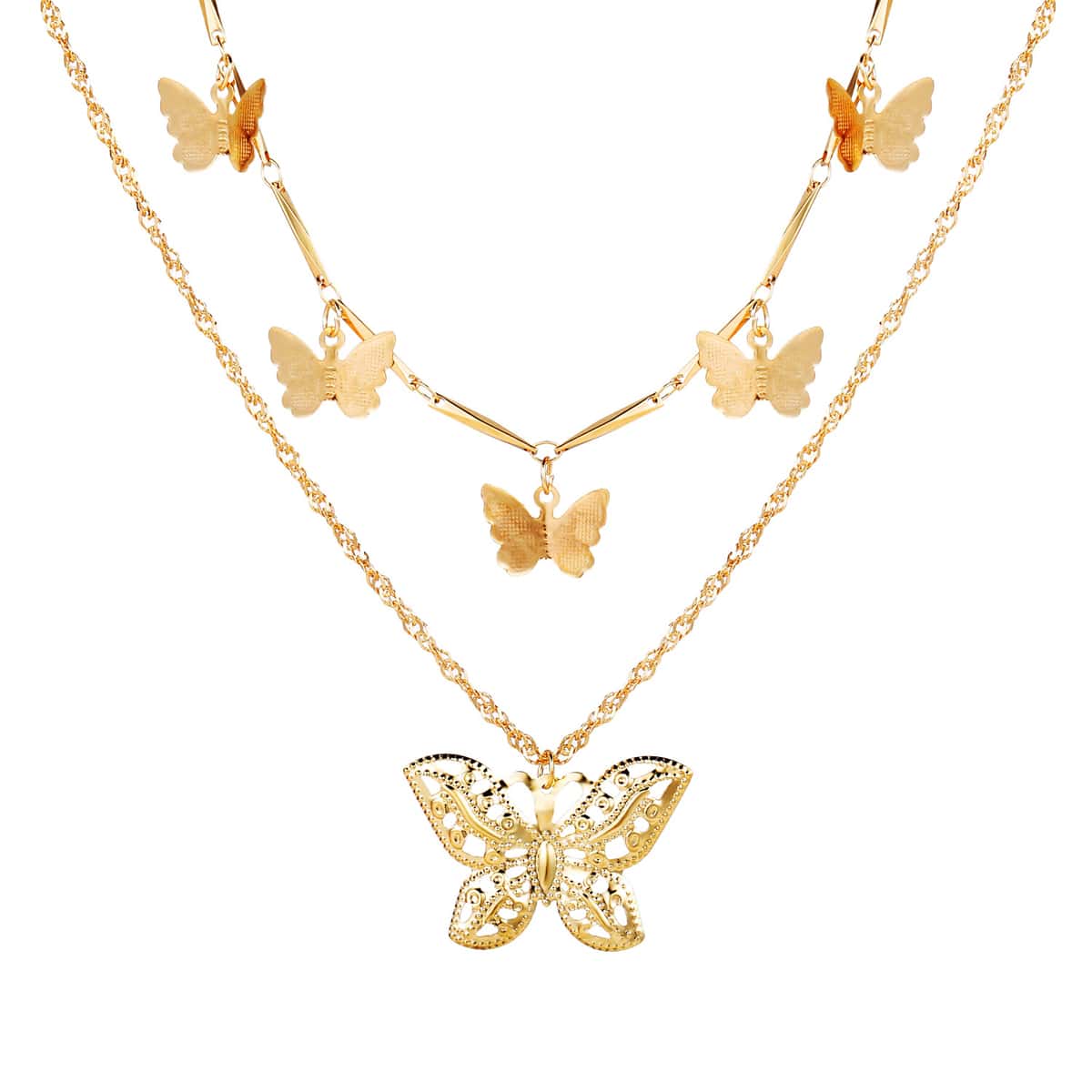 

2pcs Butterfly Charm Necklace, Gold