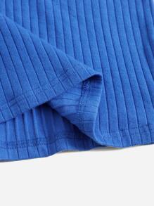 Muchica Rib-knit Solid Bodycon Dress - Royal Blue - View 3