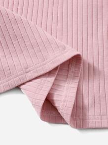 SHEIN EZwear Rib-knit Solid Bodycon Dress - Baby Pink - View 3