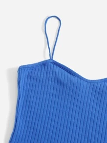 Muchica Rib-knit Solid Bodycon Dress - Royal Blue - View 5