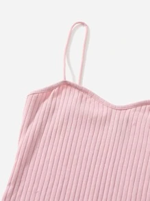 SHEIN EZwear Rib-knit Solid Bodycon Dress - Baby Pink - View 5