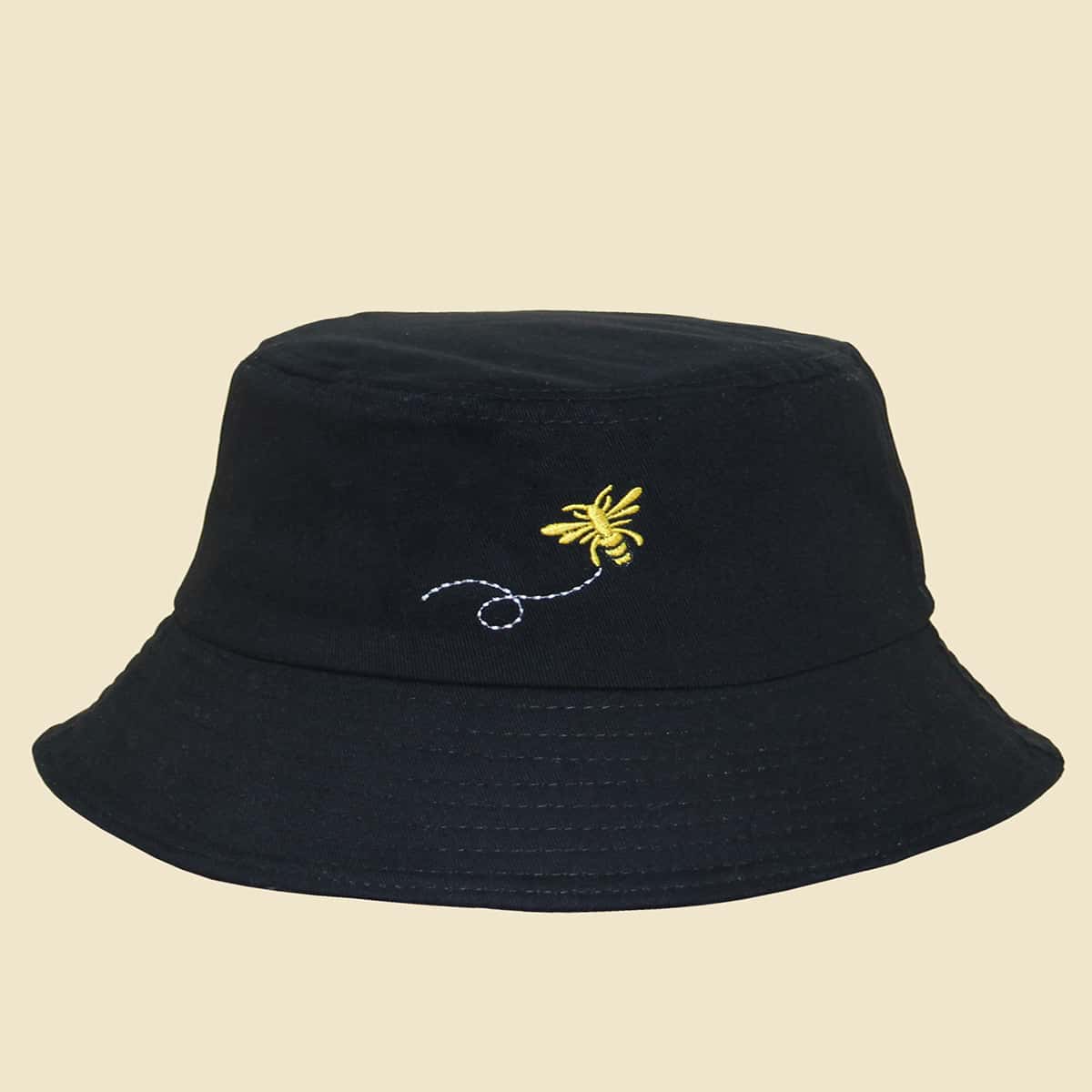 

Graphic Embroidery Bucket Hat, Black