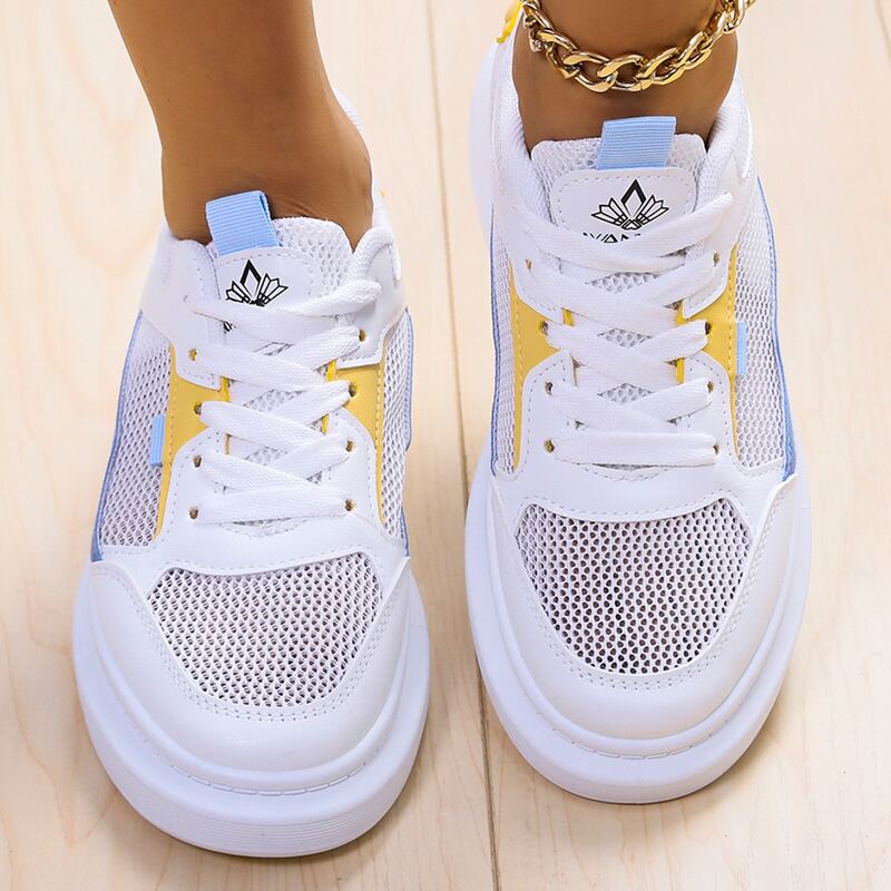

Lace-up Front Mesh Shoes, White
