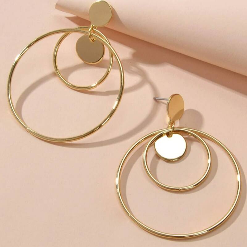 

Hollow Out Drop Earrings, Gold
