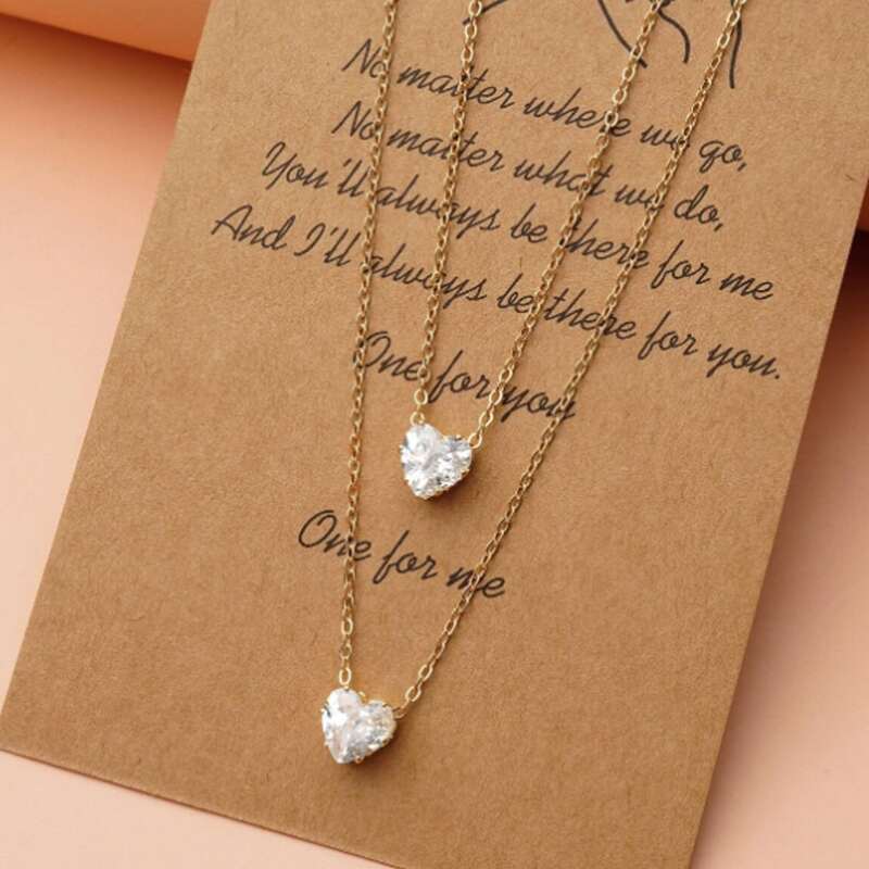 

2pcs Rhinestone Decor Chain Necklace, Gold