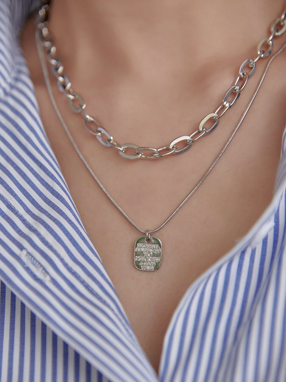 Geometric Charm Layered Necklace