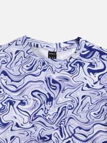 SHEIN Camiseta con estampado de mármol bajo con nudo - Multicolor - Ver 5