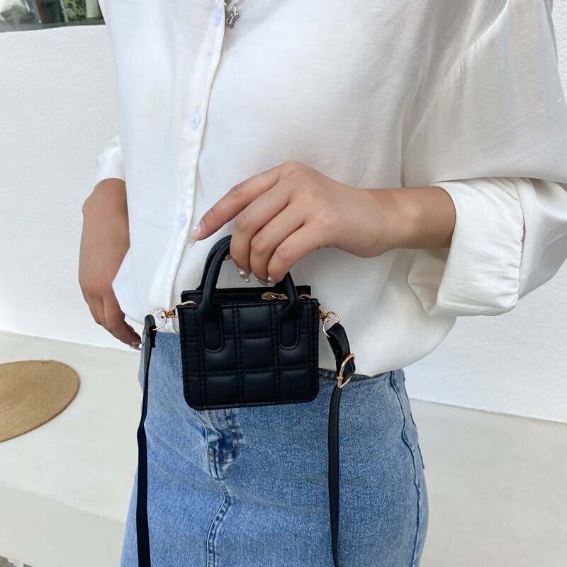 

Mini Quilted Square Bag, Black