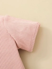 Camiseta tejida de canalé con shorts con diadema - Rosa - Ver 3