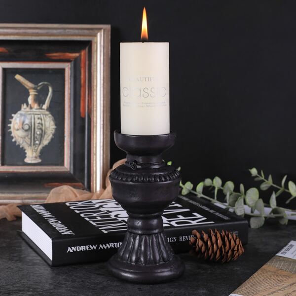

1pc Solid Color Candle Holder, Black