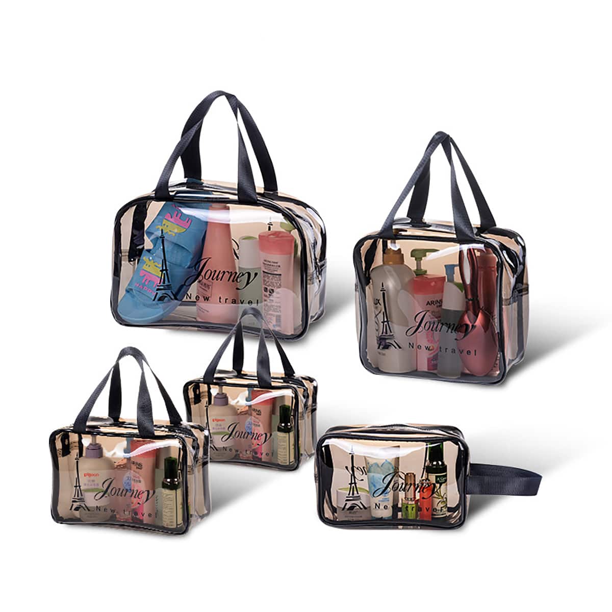 

1pc Letter Graphic Travel Storage Bag, Clear