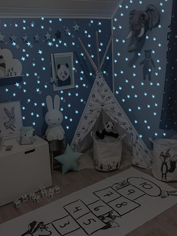 48 قطعة/مجموعة نجوم ثلاثية الأبعاد مضيئة ملصقات جدار للأطفال غرفة النوم ديكور المنزل، قمر مضيء في الظلام ملصقات فلورسنت DIY، ملصقات، ملصقات جدار، ملصقات فينيل لديكور المنزل، عناصر ديكور الربيع لتجديد منزلك، ملصقات ديكور رامة هدايا عيد الميلاد والتخرج