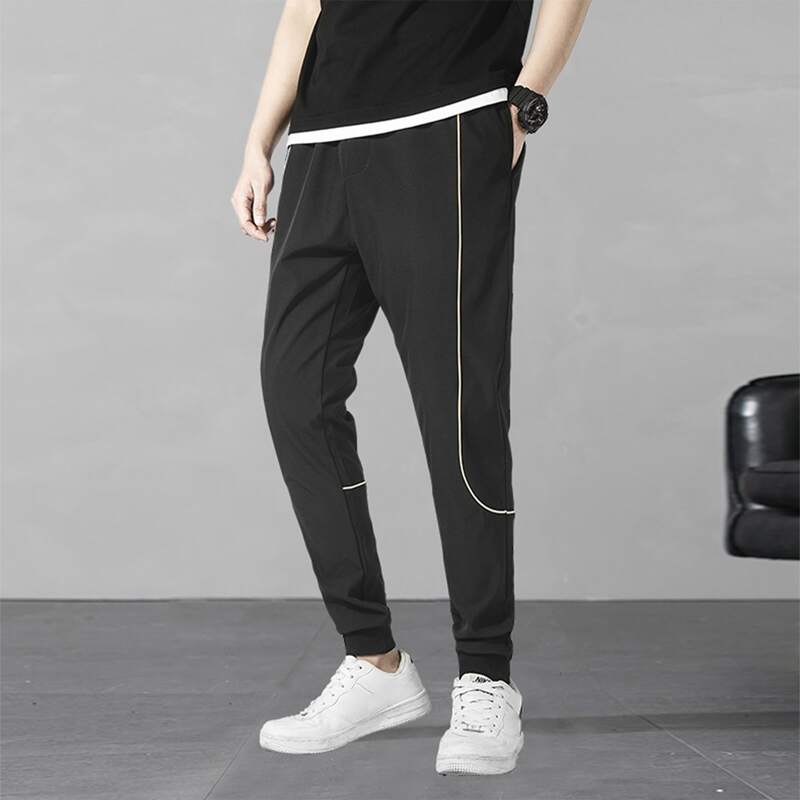 

Guys Contrast Binding Pants, Black