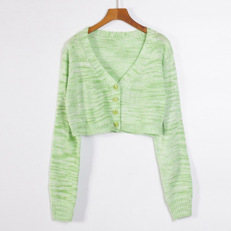 

Space Dye Button Front Cardigan, Lime green
