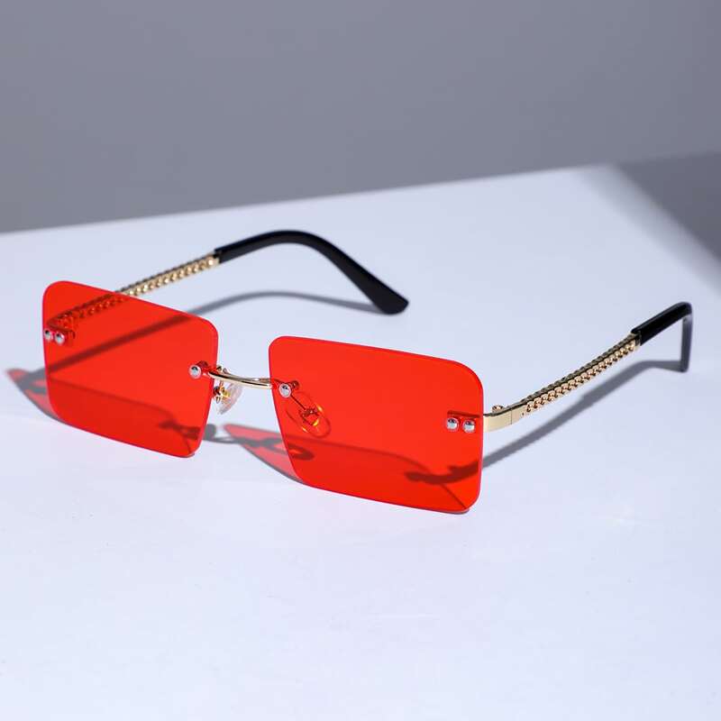 

Guys Rimless Tinted Lens Sunglasses, Red