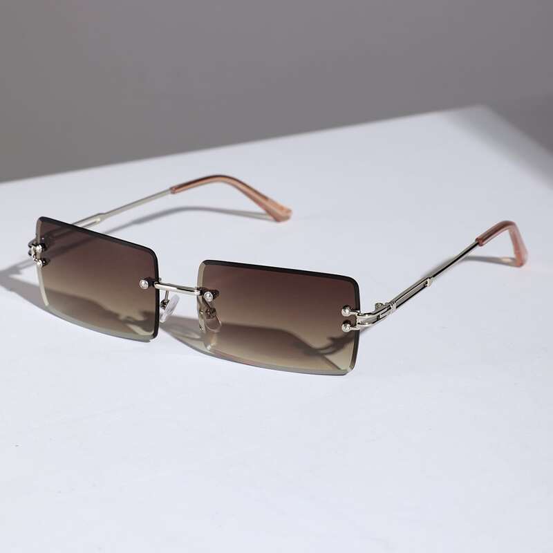 

Guys Rimless Tinted Lens Sunglasses, Coffee brown