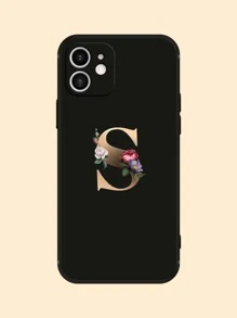 Hộp đựng điện thoại đồ họa chữ cái - màu đen - Xem 1