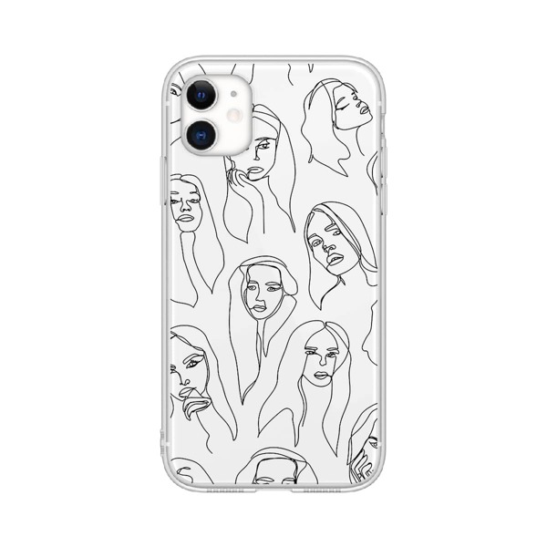 

Line Art Clear Phone Case, Black