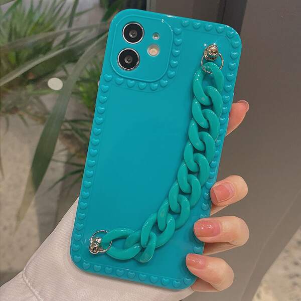 

Chain Hand Strap Phone Case, Green
