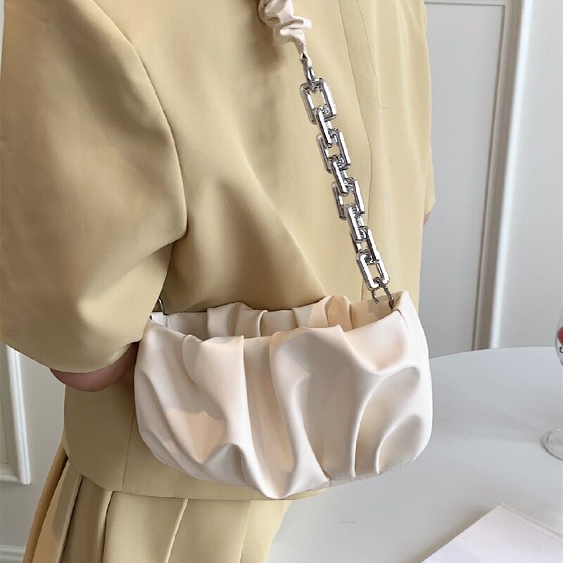 

Ruched Shoulder Bag, Beige