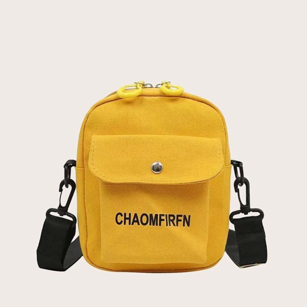 

Letter Graphic Crossbody Bag, Yellow