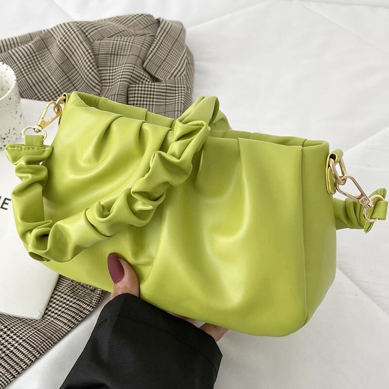

Ruched Baguette Bag, Green