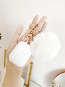 Fuzzy Ball Decor Case Compatible With Airpods Pro - White - View 1