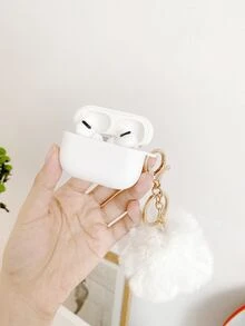 Fuzzy Ball Decor Case Compatible With Airpods Pro - White - View 3