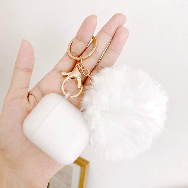 

Fuzzy Ball Decor Case For Airpods, Clear