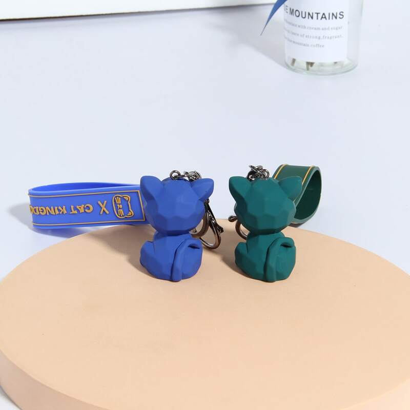 

2pcs Cartoon Cat Charm Keychain, Blue