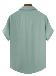 Manfinity Homme 男士西裝領前排扣襯衫 - 薄荷綠 - 查看 2