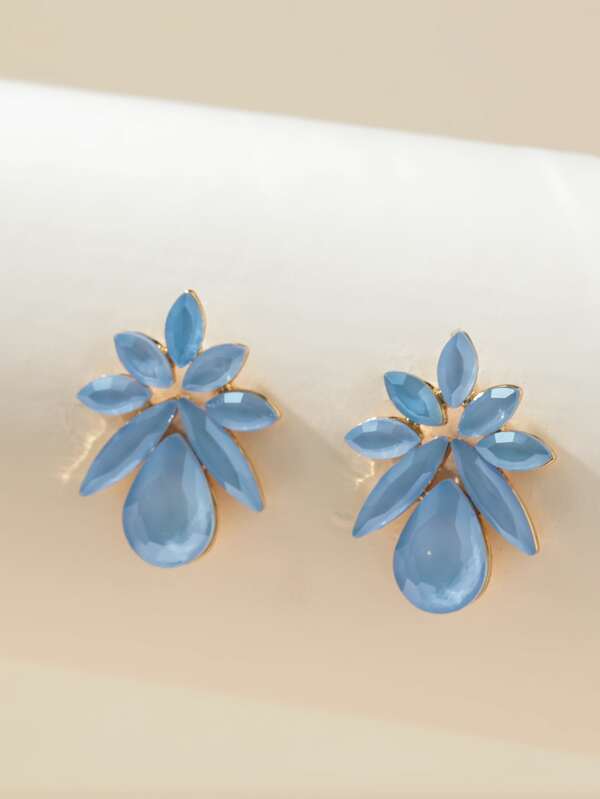 Water Drop Decor Stud Earrings SHEIN UK