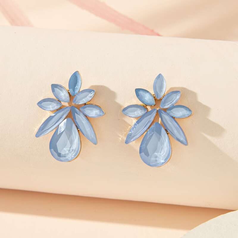 

Rhinestone Drop Earrings, Blue