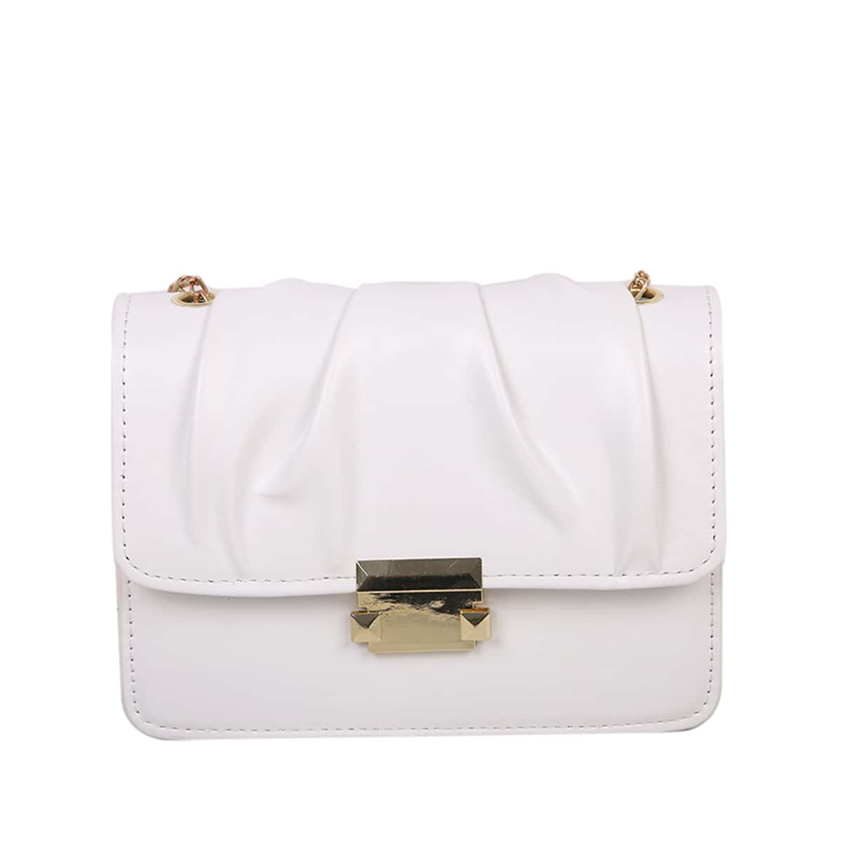 

Ruched Detail Chain Bag, White